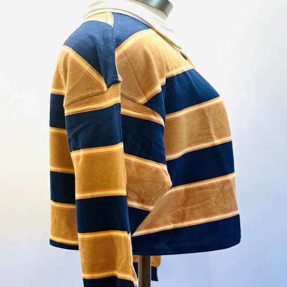 NWT SO Juniors Long Sleeve Pullover Collared Neck Striped Blue Shirt Size Large - Picture 9 of 13